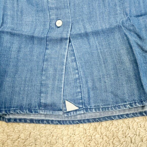 Untuckit Dress Womens 0 Long Sleeve Denim Button Up Shirtdress Pockets Stretch - Picture 9 of 14